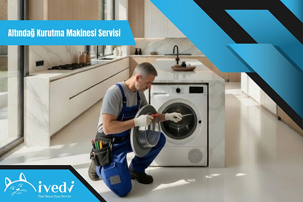 Altındağ Kurutma Makinesi Servisi uzman teknisyeni, arızalı kurutma makinesinde detaylı arıza tespiti ve bakım işlemi gerçekleştiriyor.