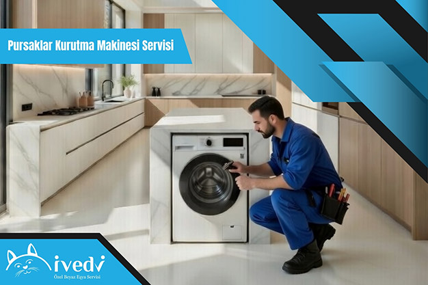 Pursaklar Kurutma Makinesi Servisi uzman teknisyeni, arızalı kurutma makinesinde detaylı kontrol ve onarım işlemi gerçekleştiriyor.