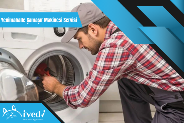 Yenimahalle çamaşır makinesi servisi teknisyeni arızalı makinenin tambur ve motor sistemini kontrol ediyor