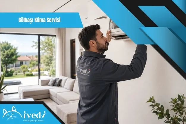 Gölbaşı klima servisi için evde klima bakımı yapan İvedi Servis teknisyeni