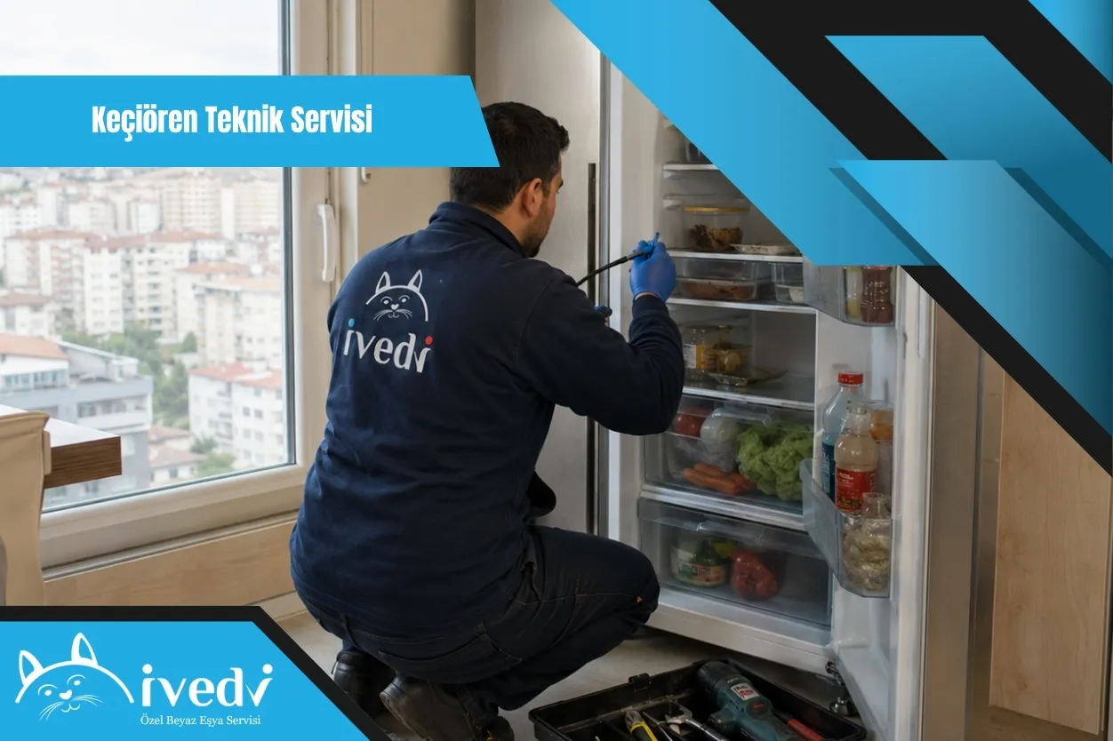Keçiören buzdolabı servisi için evde buzdolabı arıza kontrolü yapan İvedi Servis teknisyeni