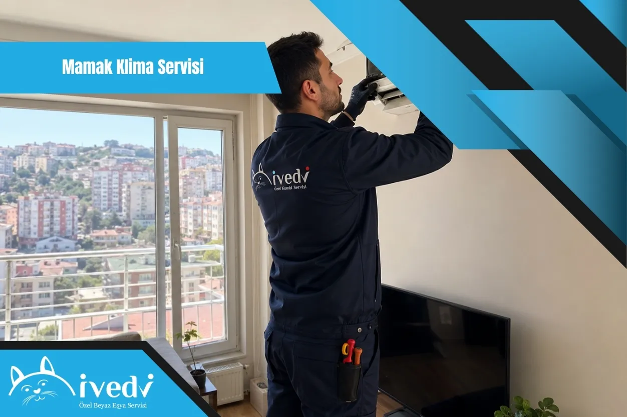 Mamak klima servisi için evde klima arıza kontrolü yapan İvedi Servis teknisyeni