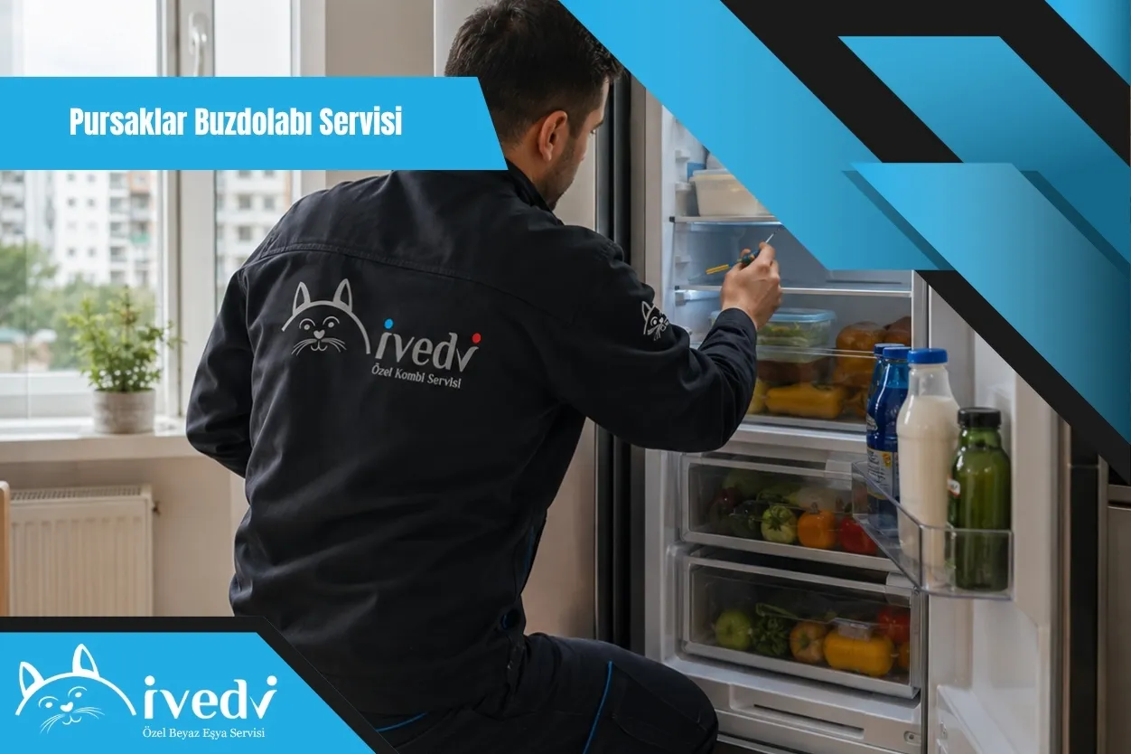 Pursaklar buzdolabı servisi için evde buzdolabı arıza kontrolü yapan İvedi Servis teknisyeni